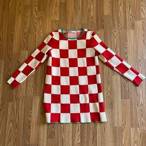 Zara Checkered Long Sleeve Dress Size M